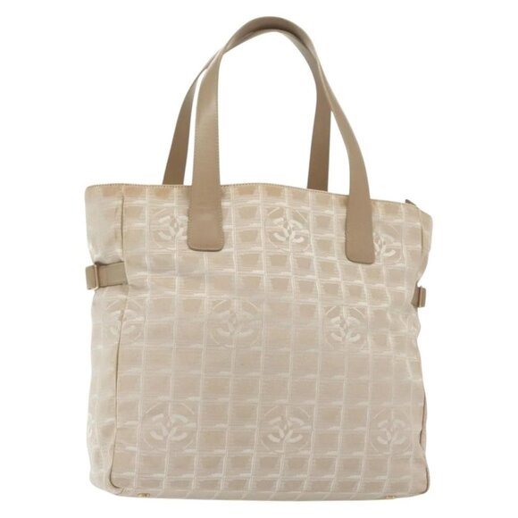 CHANEL New Travel Line Hand Bag Nylon Beige Gold CC Auth ep10569 - Picture 2 of 16